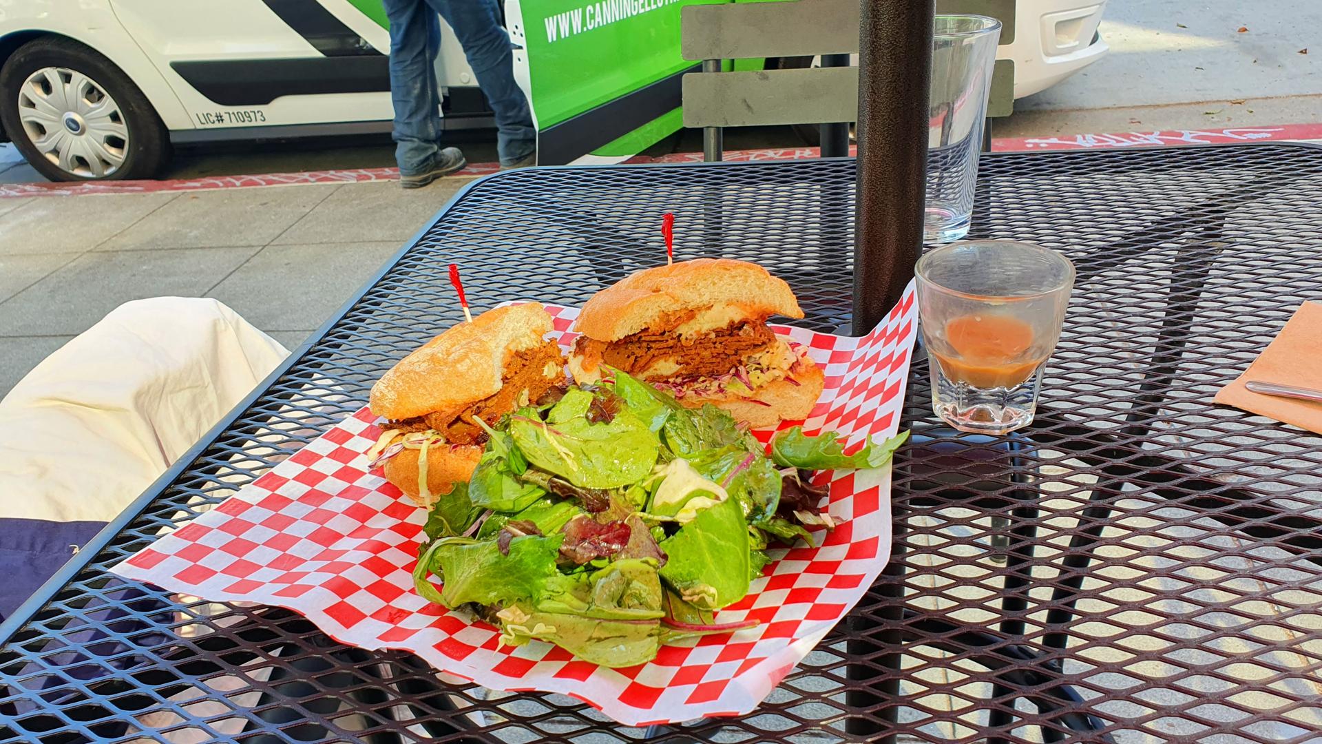 Vegan American food at Luckyduck Bicycle Cafe in Downtown Oakland, San Francisco Bay Area